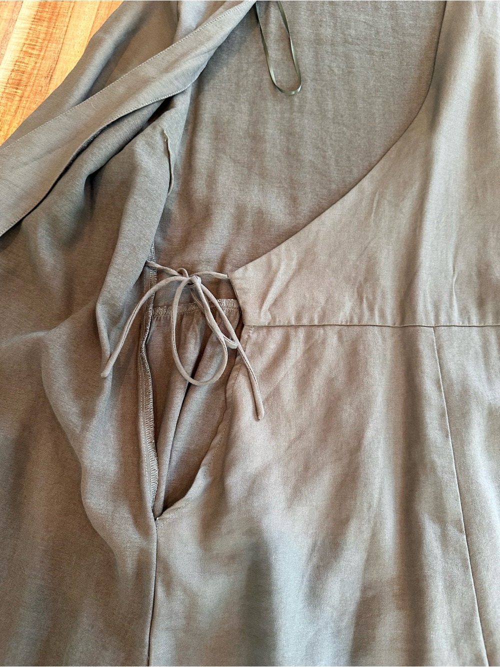 Matty M Olive Wrap Romper | Small | Long Sleeve Tie Waist Utility Chic | A-1836 - Picture 11 of 16